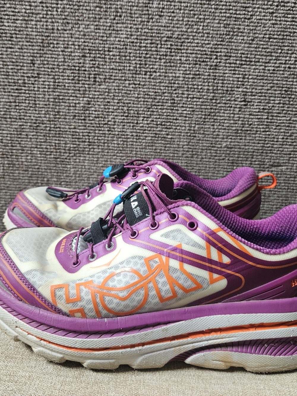 Hoka Women's White Purple Orange Trail Running Shoes - Picture 2 of 8